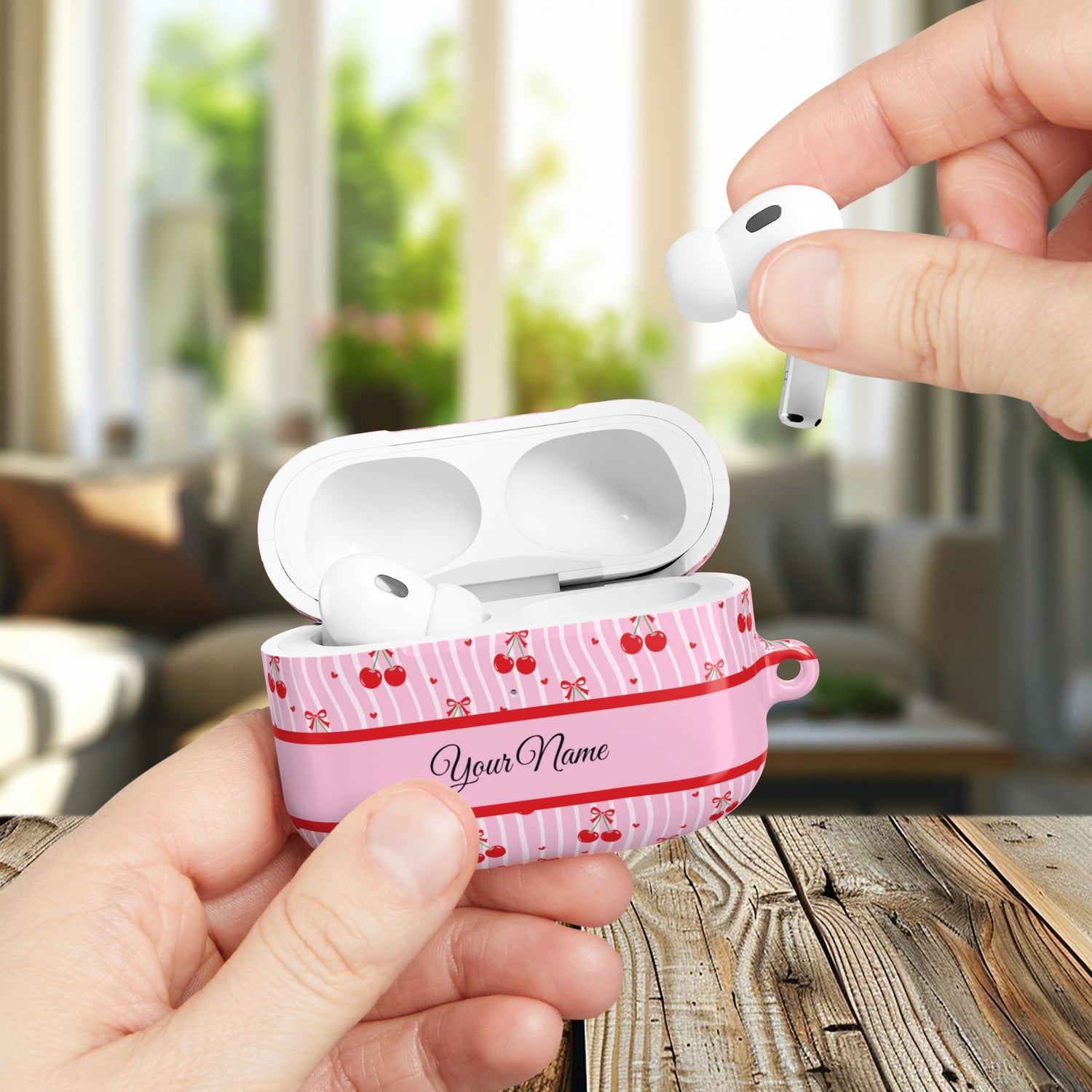 Personalized Cherry Blossom Dreams AirPod Case — Pink Custom Name Charging Cover ,Airpods Pro Gen 1 and 2, Gen 1 to 4.