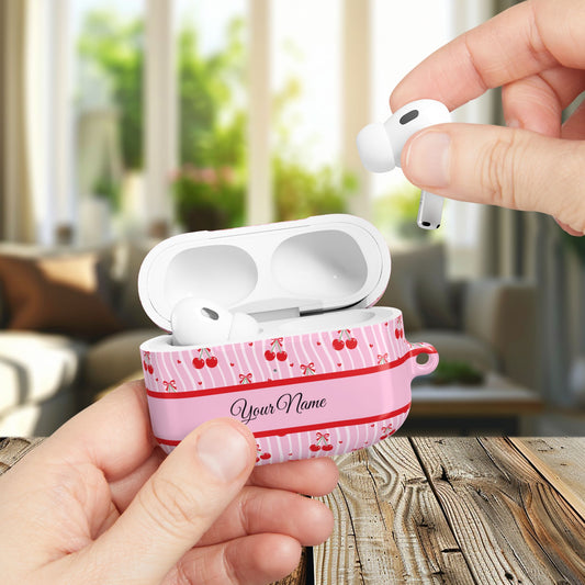 Personalized Cherry Blossom Dreams AirPod Case — Pink Custom Name Charging Cover ,Airpods Pro Gen 1 and 2, Gen 1 to 4.