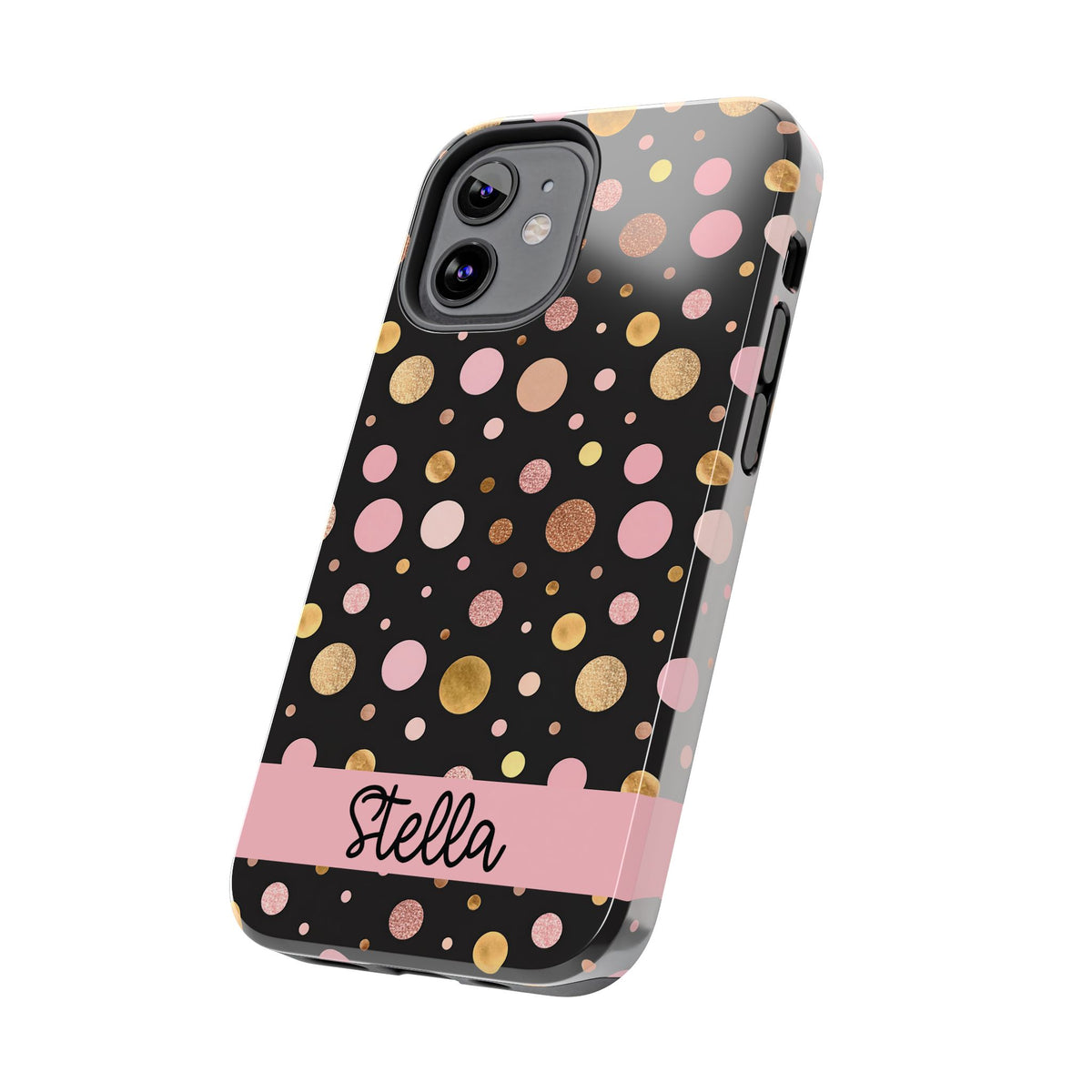 Personalized Gold & Pink Confetti Tough Phone Case — Glitter Dot Protective Phone Cover