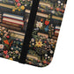 Book Stack Floral Flip iPhone and Samsung Phone Case — Vintage Library Wallet Cover.