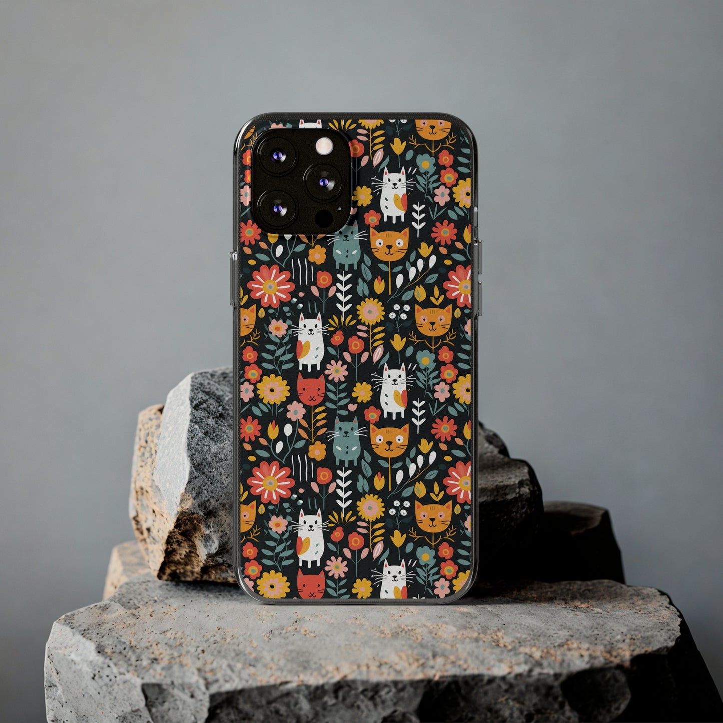 Whimsical Feline Garden Soft iPhone, Google and Samsung Cases