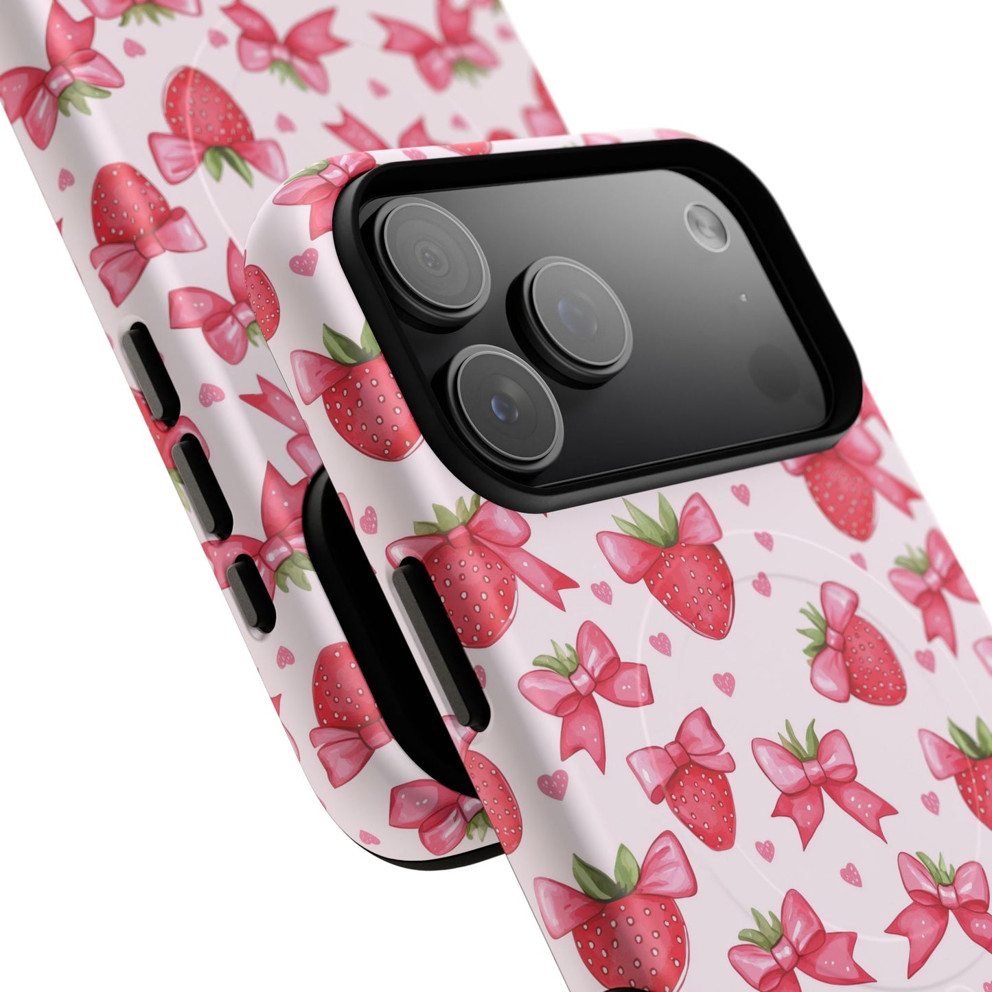 Strawberry Coquette Sweetheart Magnetic iPhone Case, Cute iPhone Cover, Gift for Her, Floral Tech Accessory, Stylish Protection, Mother's Day Gift