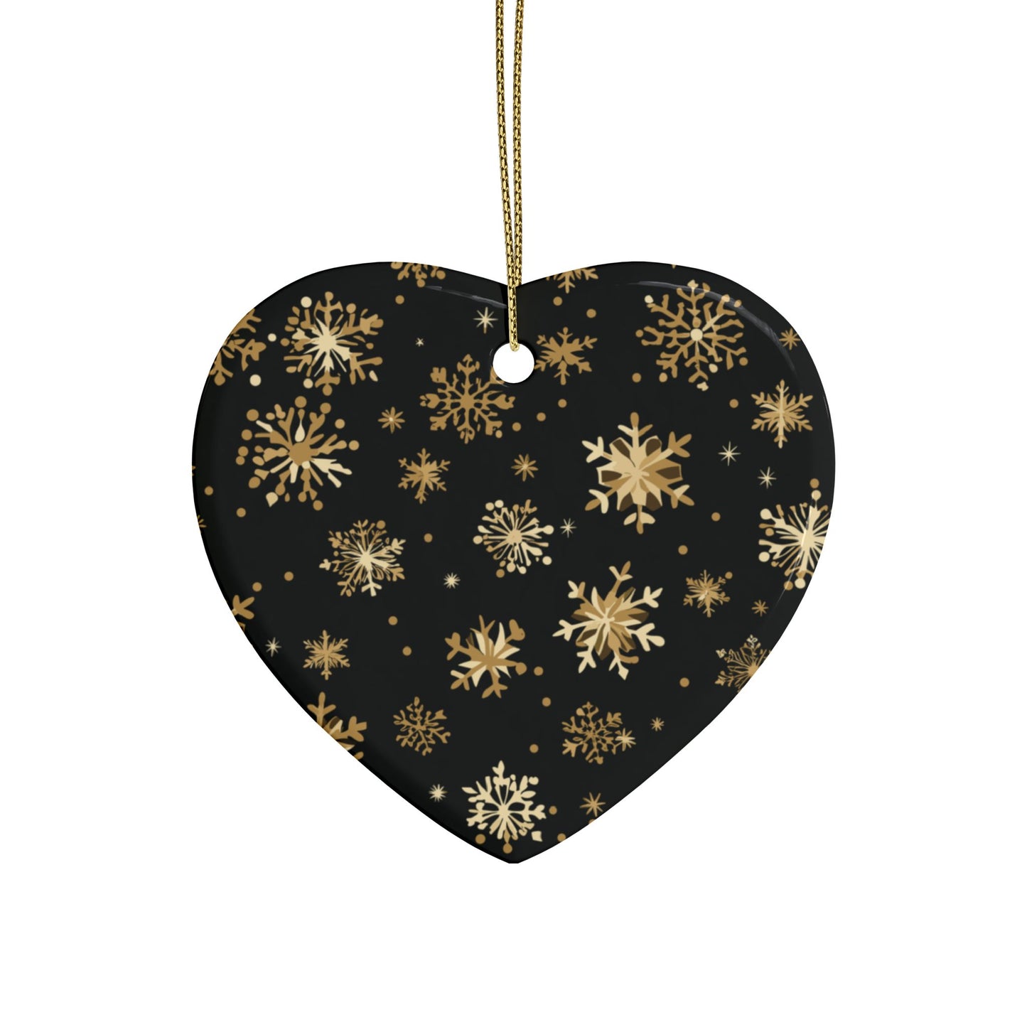 Black and Gold Snowflake Elegance Ceramic Ornaments (1pcs, 5pcs, 10pcs, 20pcs)