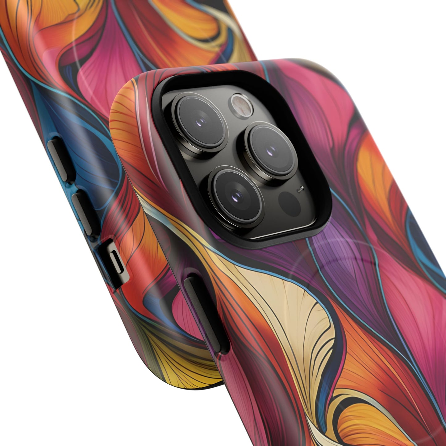 Vibrant Leaf Wave Tough Magnetic Phone Case, Vibrant Smartphone Cover, Unique Protective Case for Gifts, Phone Accessories, Trendy Design