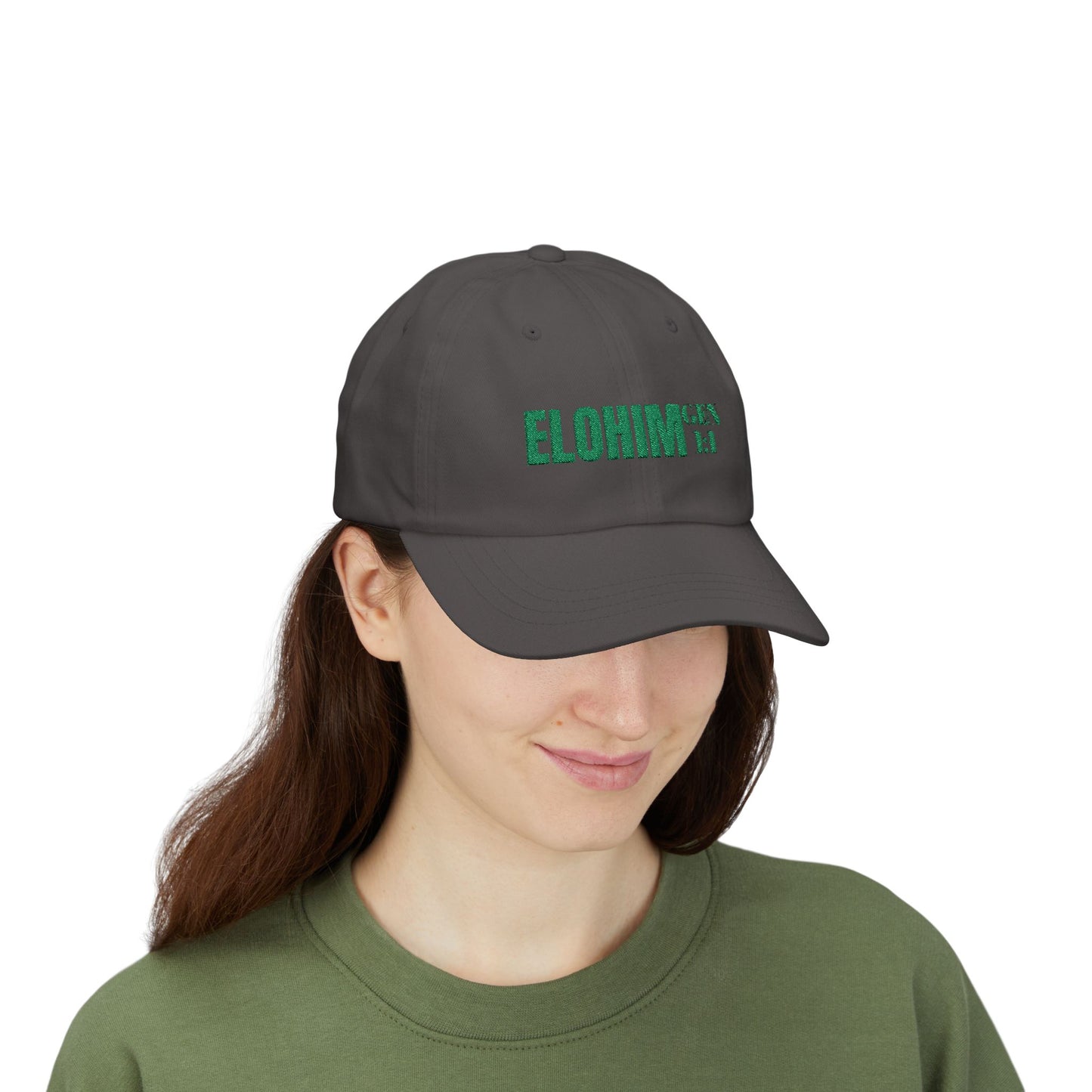Classic Embroidery Dad Cap with 'ELOHIM, GENESIS 1:1' - Faith-Based Hat, Casual Wear, Gift for Dad, Christian Accessory, Summer Fashion