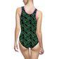 Black Tropical Bliss Women's Classic One-Piece Swimsuit (AOP)