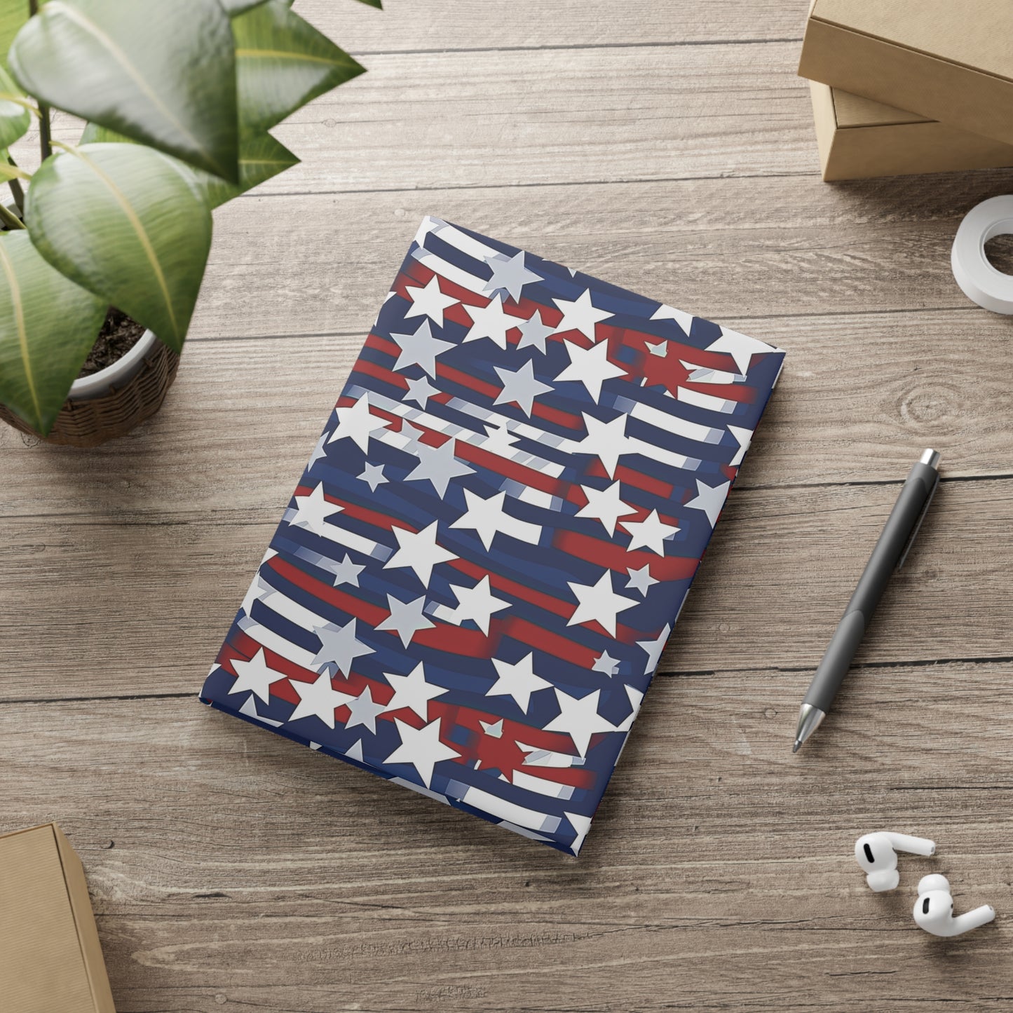 Patriotic Waves Hardcover Notebook with Puffy Covers