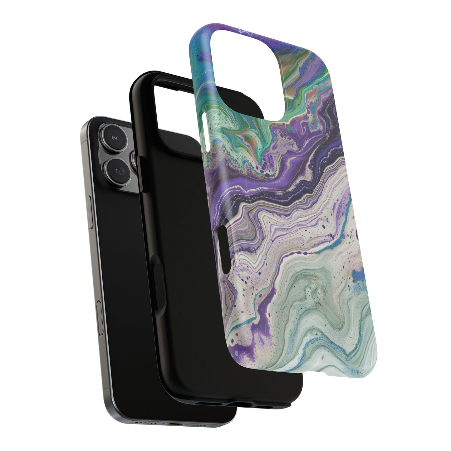 Stylish Purple Acrylic Tough Magnetic iPhone Cases, Unique Protective Cases for iPhone, Colorful Marble Design, Great Gift for iPhone Lovers