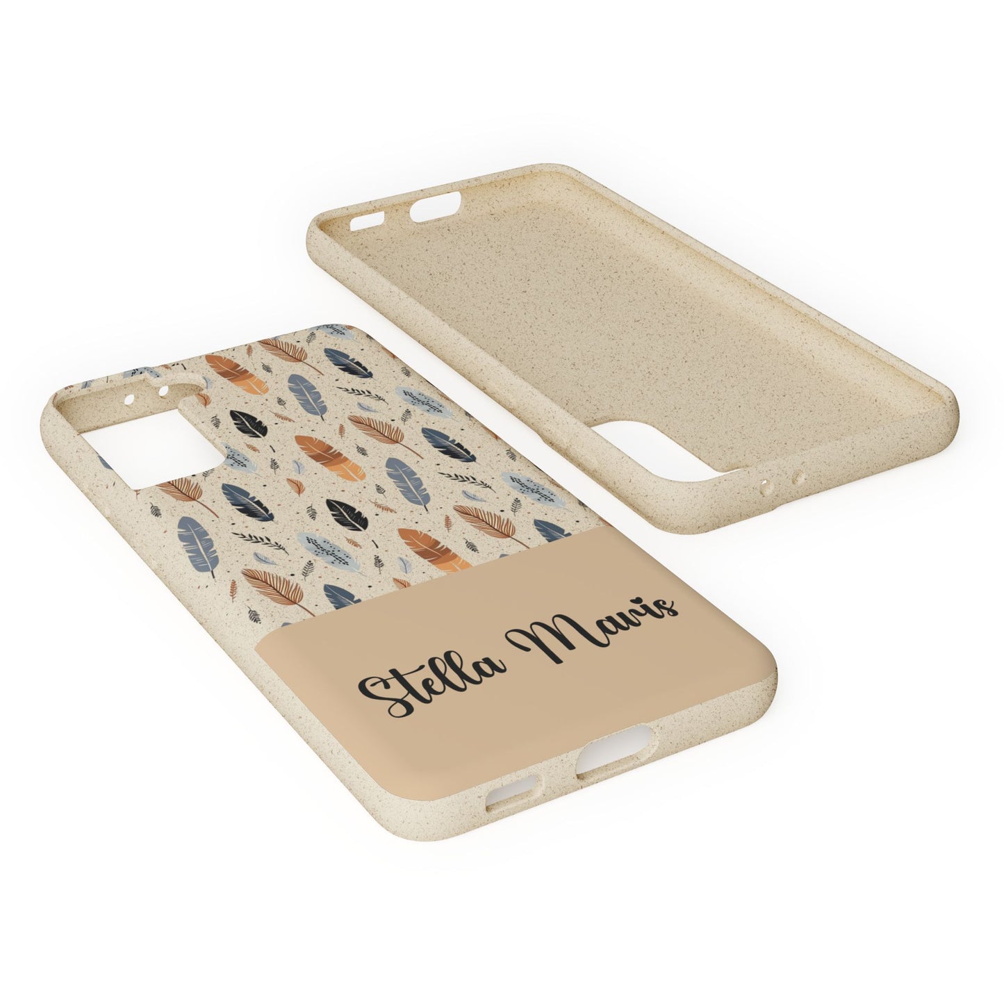 Personalized Whispering Feathers Samsung Biodegradable Case, Custom Name Case.