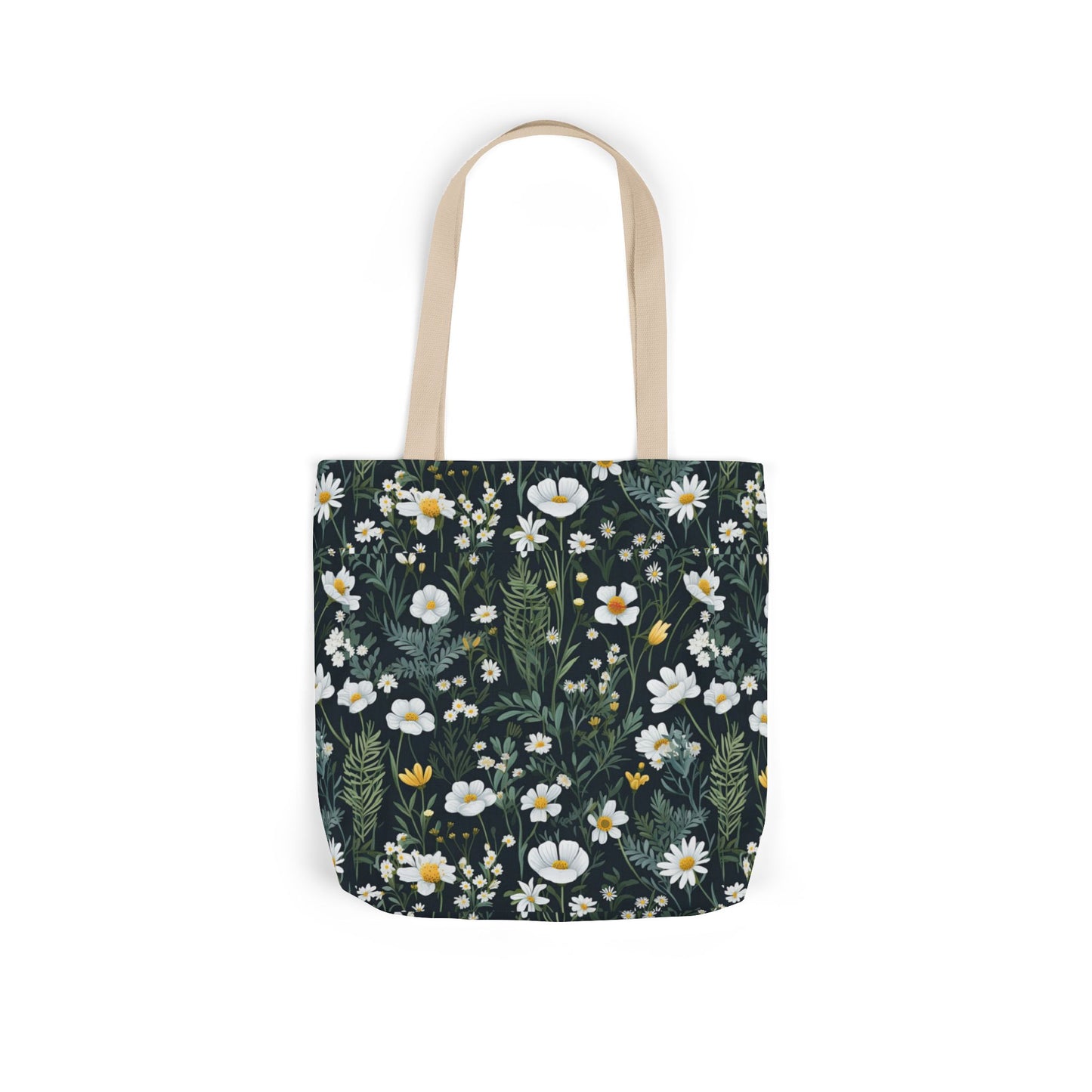 Daisy Delight Floral Canvas Tote Bag with 5-Color Straps | Eco-Friendly Shopping Bag