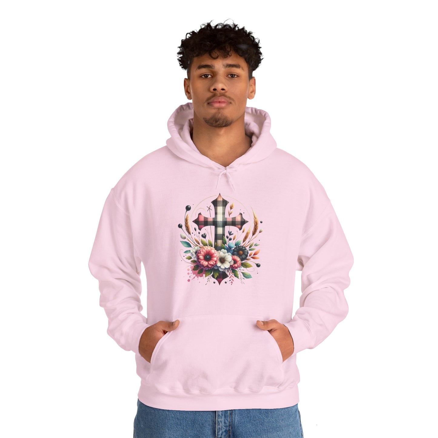 Faith and Floral Cross Unisex Gildan Hoodie Sweatshirt