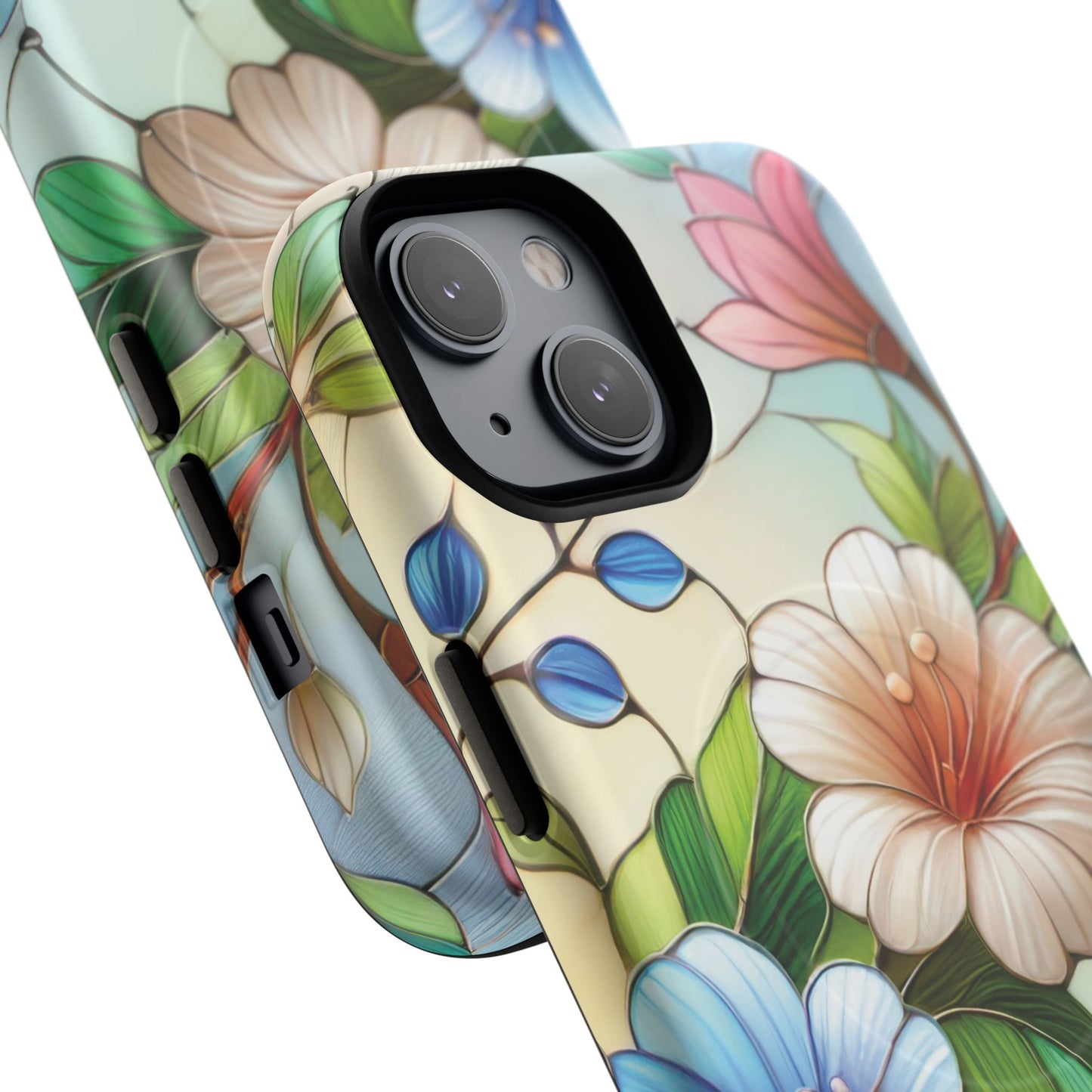 Rose Petal Mosaic Tough iPhone Magnetic Case, Durable Protection, Stylish iPhone Design, Gift for Her, Nature Lover, Unique Stained Glass  Accessory