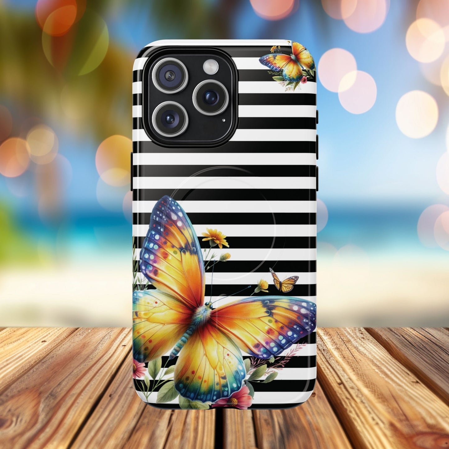 Botanic Flight Tough iPhone Magnetic Cases, Floral iPhone Cover, Stylish Tech Accessory, Gift for Nature Lovers, Butterfly Design, Unique Phone Protector