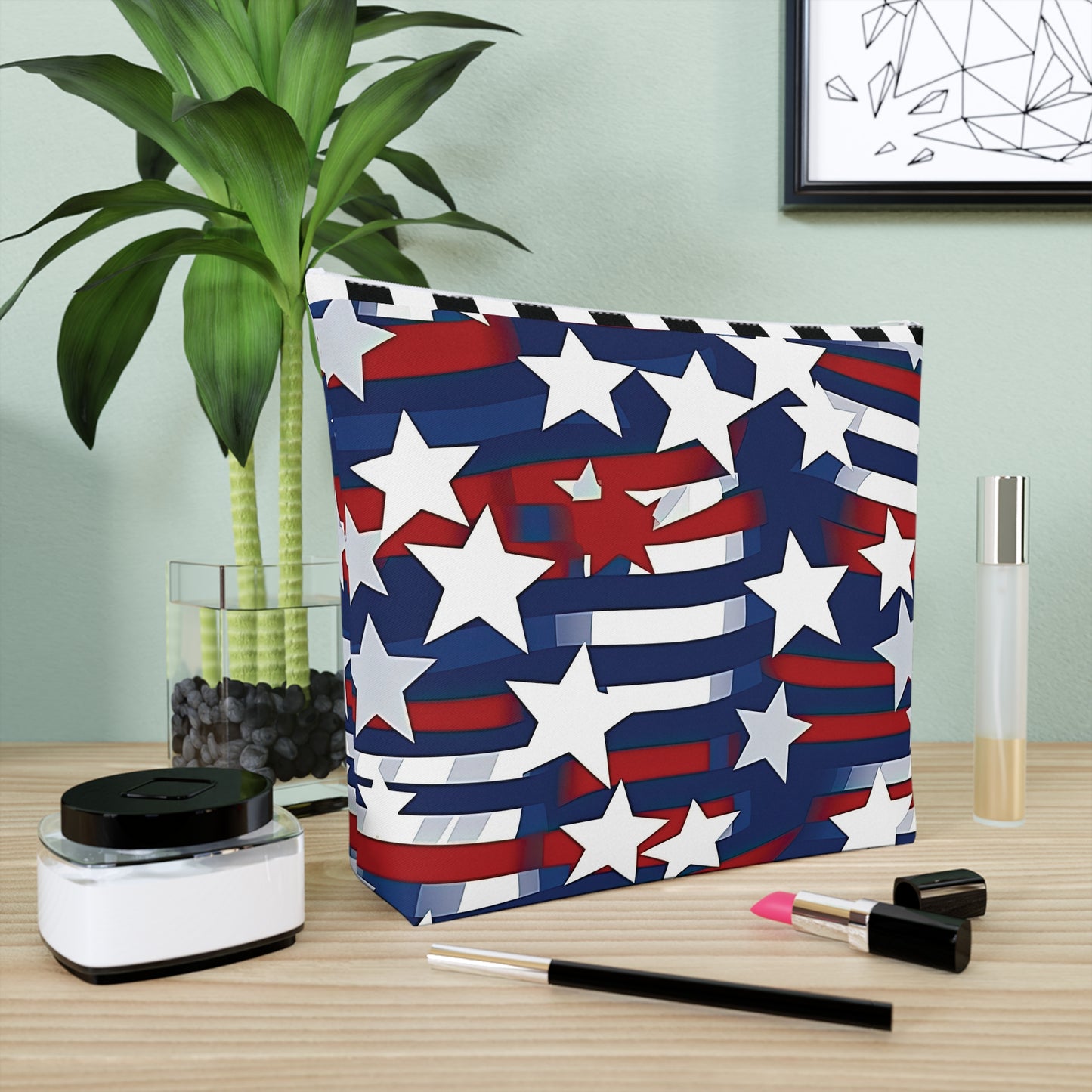 Patriotic Waves Cotton Cosmetic Bag