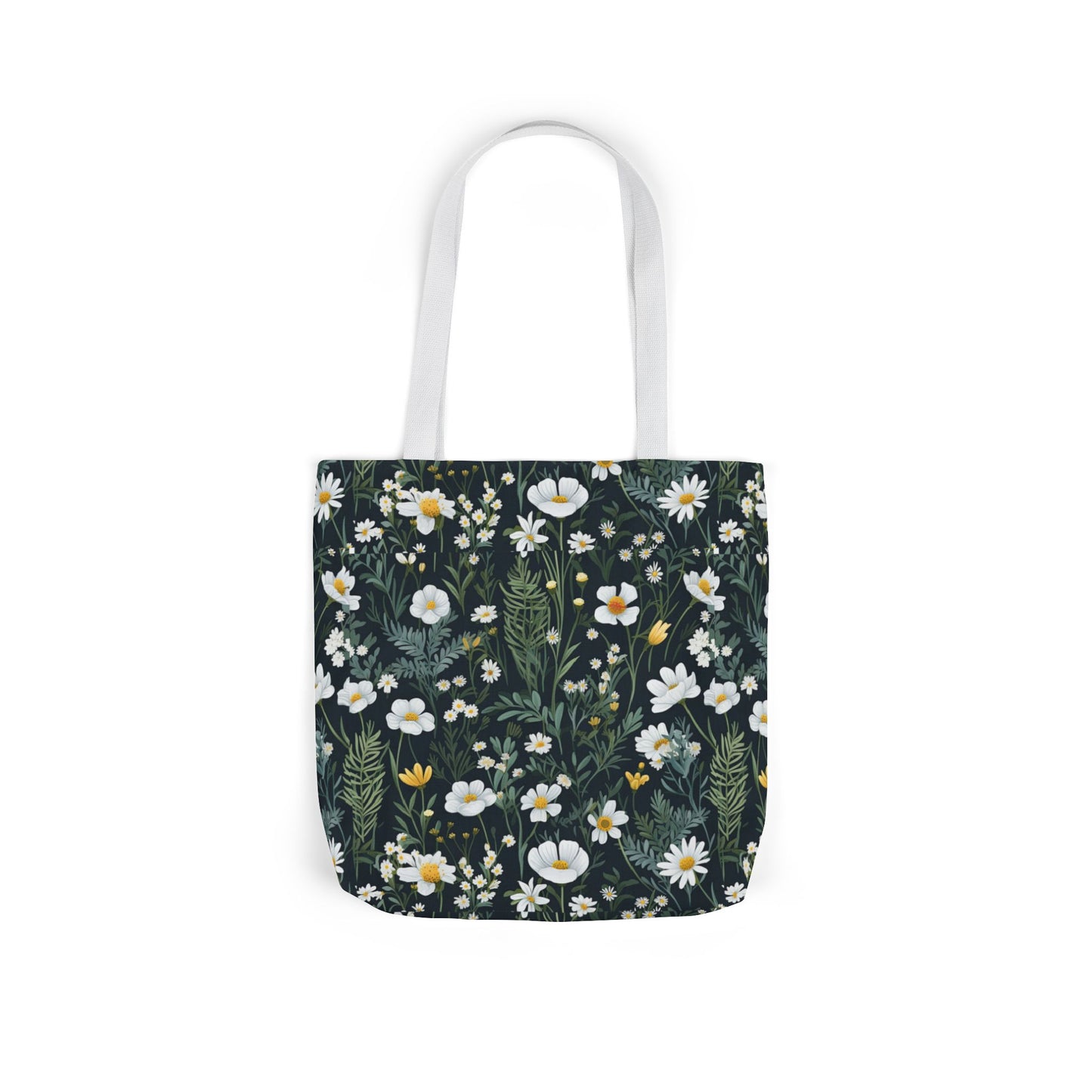 Daisy Delight Floral Canvas Tote Bag with 5-Color Straps | Eco-Friendly Shopping Bag