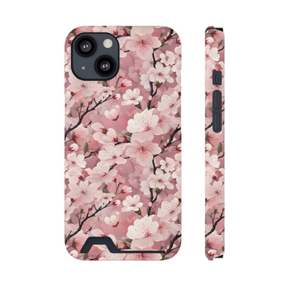 Cherry Blossom iPhone and Samsung Case With Card Holder