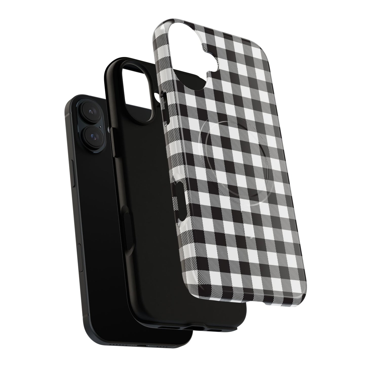 Black and White Gingham Phone Case, Tough Magnetic Cases, Stylish Phone Cover, Gift for Her, Trendy Phone Accessory, Checkered Print