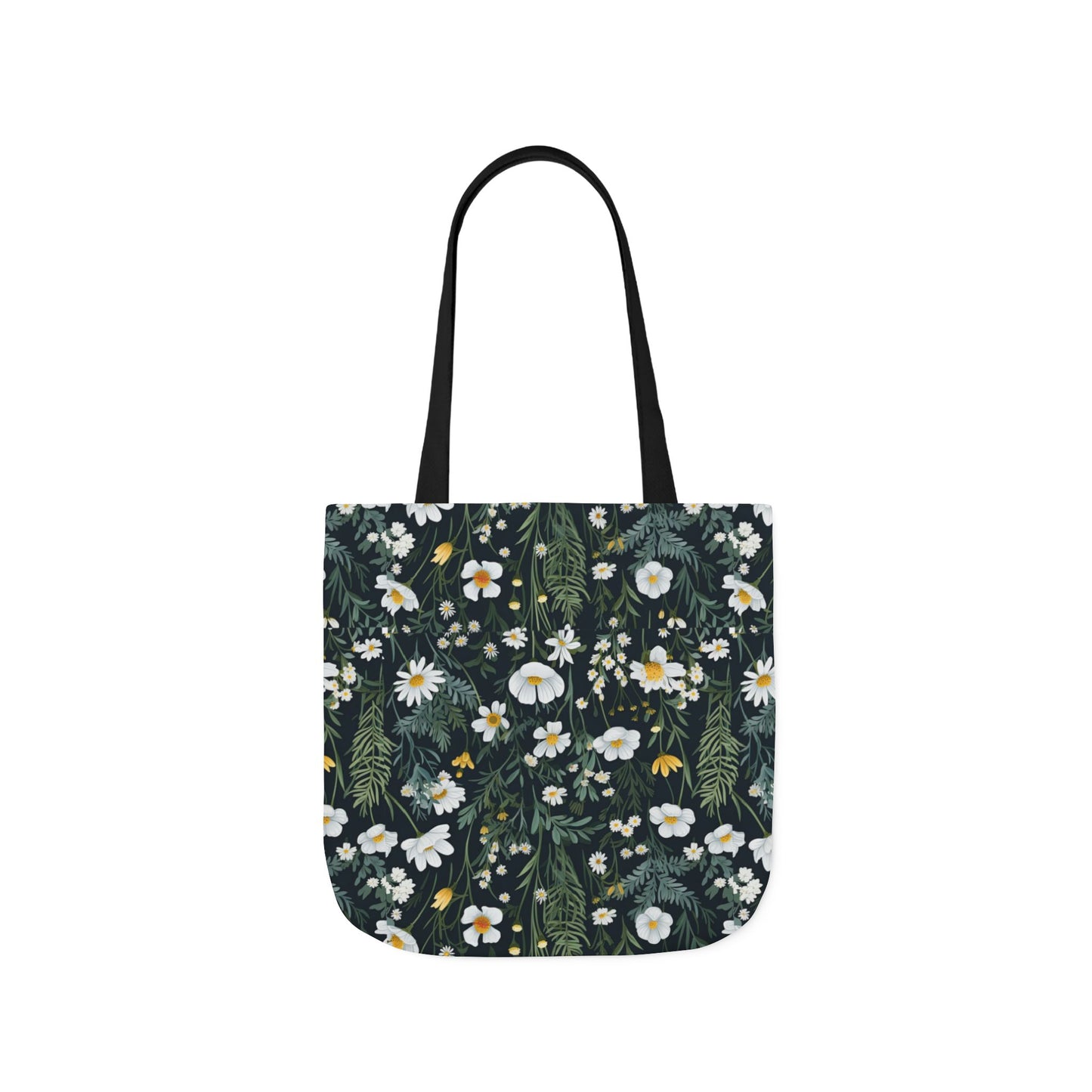 Daisy Delight Floral Canvas Tote Bag with 5-Color Straps | Eco-Friendly Shopping Bag