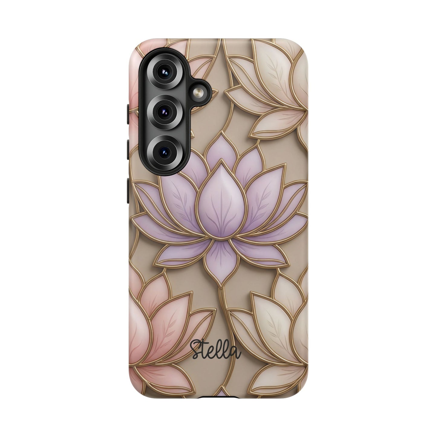 Personalized Lotus Floral Stained Glass Effect Tough Phone Case
