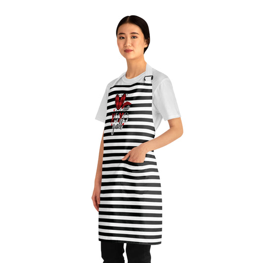 Striped Love You Grilling Apron with Tie Straps (AOP).