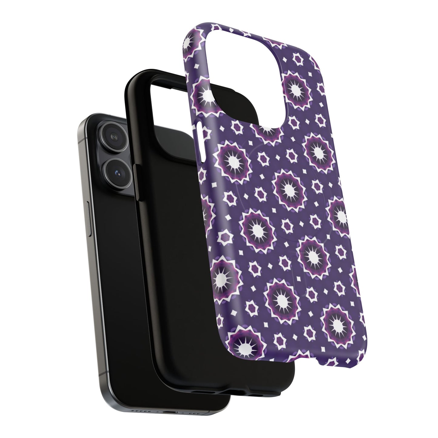 Violet Nova Bloom Stylish Tough Magnetic iPhone Case, Purple Floral iPhone Cover, Durable Cell iPhone Protector, Gift for Her, Mother's Gift