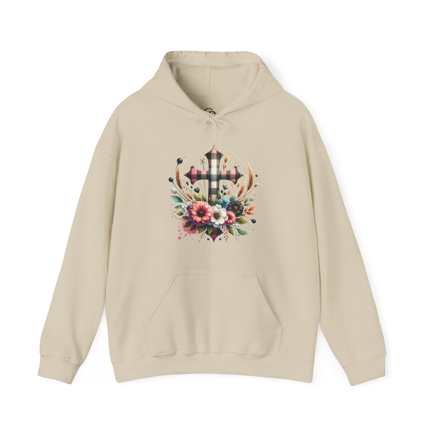 Faith and Floral Cross Unisex Gildan Hoodie Sweatshirt