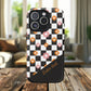 Groovy Checkered Bloom iPhone Case, Tough Magnetic Cases for Women, Stylish iPhone Cover, Trendy Floral Print, Gift for Her, Everyday Accessories