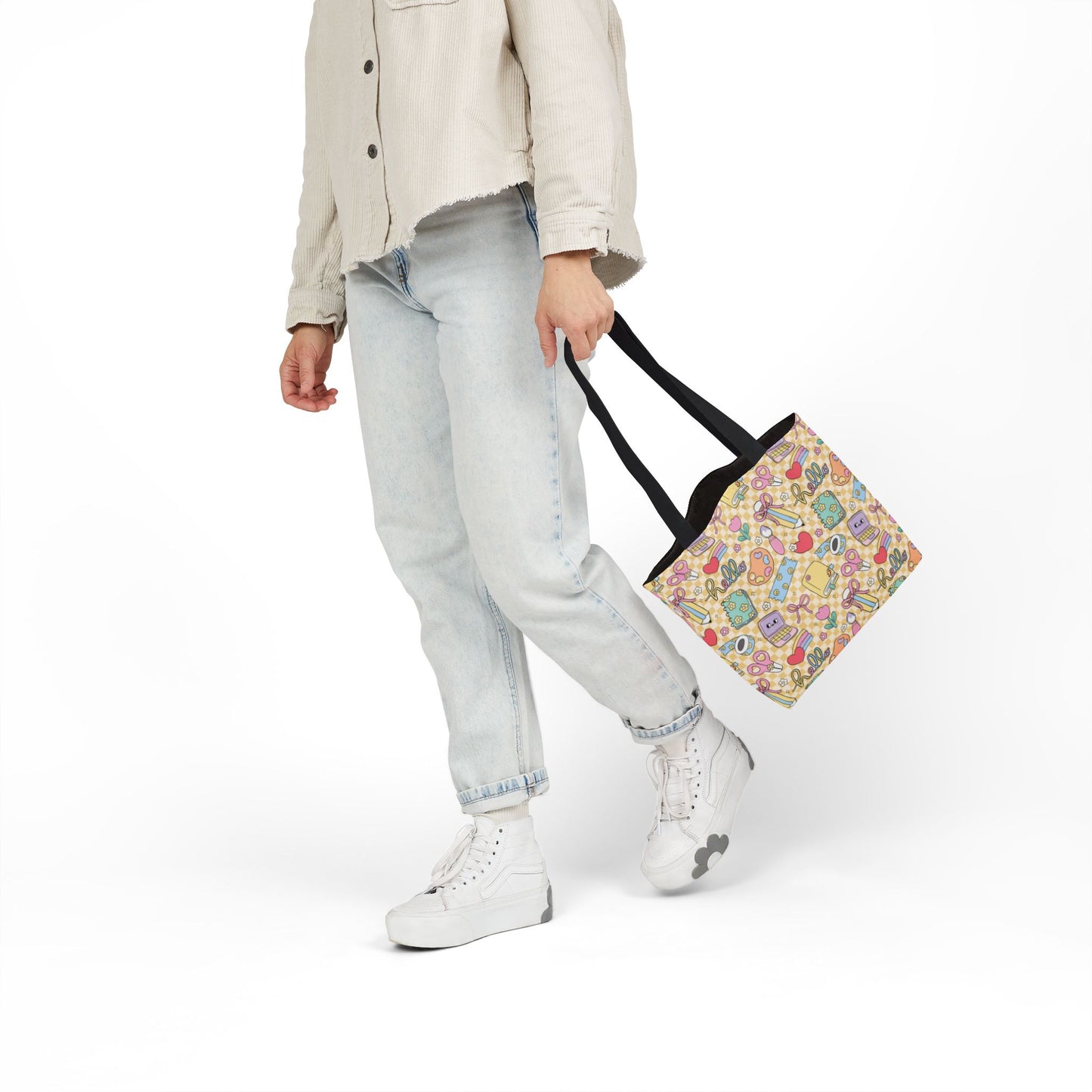 Personalized Doodle Daydream Composition Book Inspired Canvas Tote Bag with Colorful Straps, Cute School Bag, Eco-Friendly Tote, Back to School Shopping Bag, Teacher Gift Idea