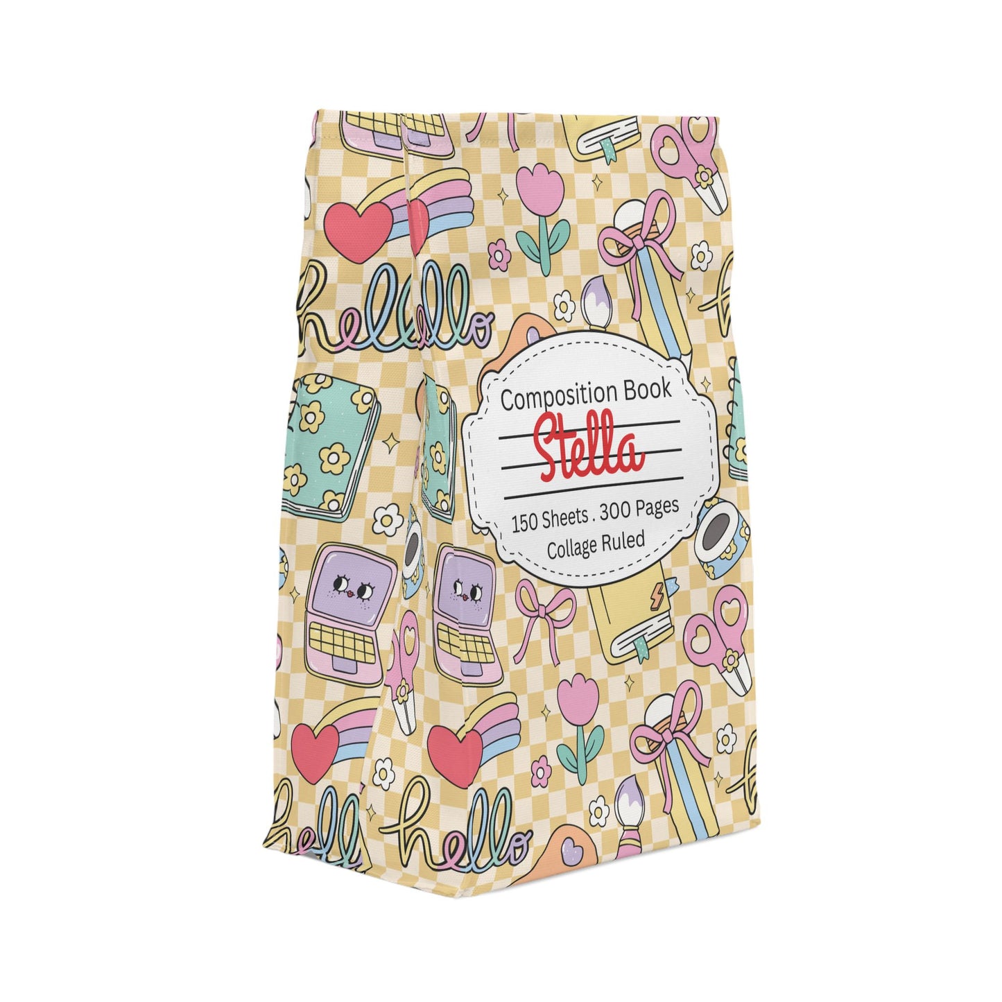 Custom Doodle Daydream Composition Book Inspired Stylish Polyester Lunch Box for Kids - Perfect for School, Picnics, or Snacks | Personalized ABC Design, Back to School, Family [...]