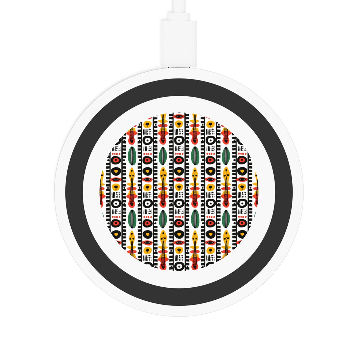 Afrobeat Harmony Quake Wireless Charging Pad - Colorful Geometric Design for Modern Tech Lovers