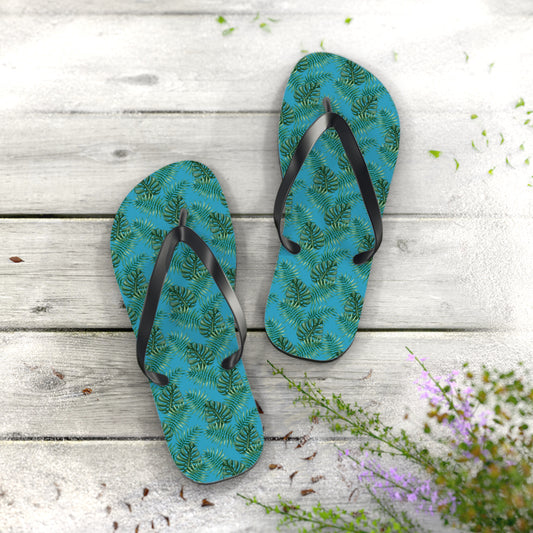 Turquoise Tropical Bliss Flip Flops