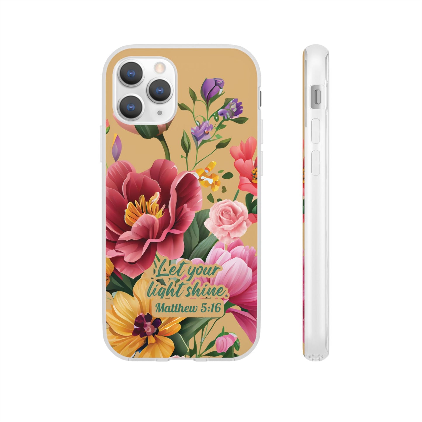 Floral Scripture Phone Case — "Let Your Light Shine" (Matthew 5:16) for iPhone and Samsung Cases.
