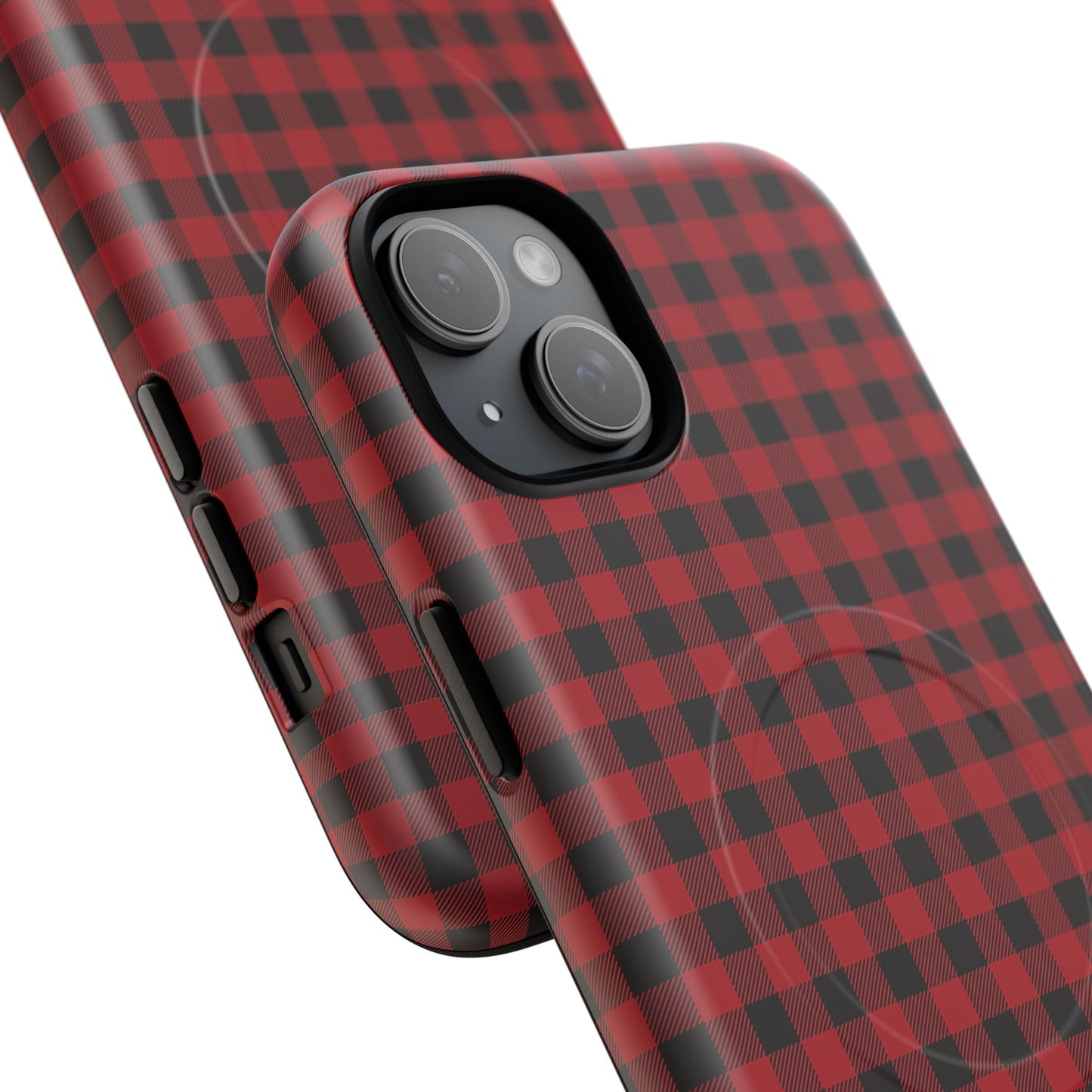 Tough Magnetic Phone Case - Red Plaid, Durable, Stylish Protection for iPhones, Gift for Outdoor Lovers, Unique Phone Cover