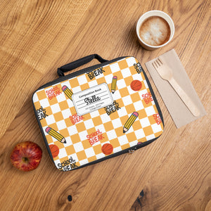 Personalized Orange Schoolyard Chic Composition Book Inspired Colorful Kids Lunch Bag for School, Snack Bag, Lunch Tote, Lunchbox, Kids' Bag with Fun Back to School Design