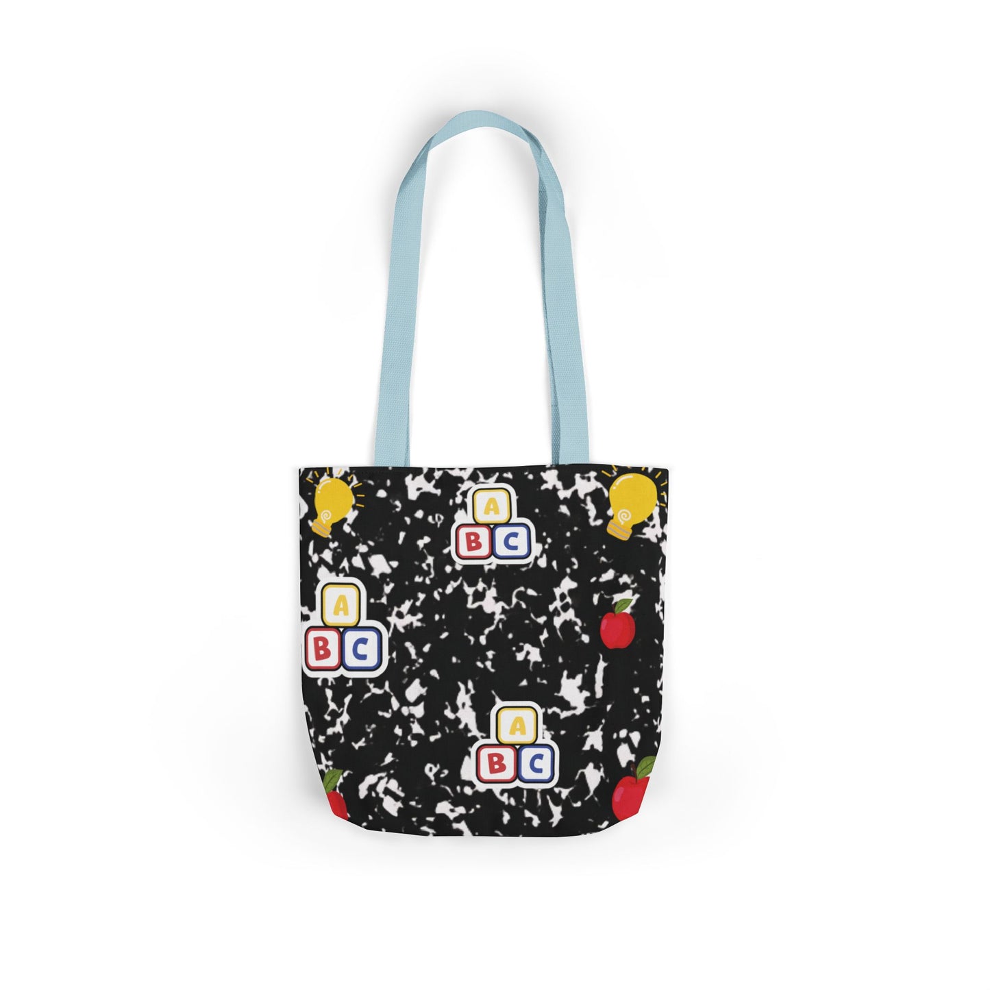 Personalized Black Composition Book Inspired Canvas Tote Bag with Colorful Straps, Cute School Bag, Eco-Friendly Tote, Back to School Shopping Bag, Teacher Gift Idea