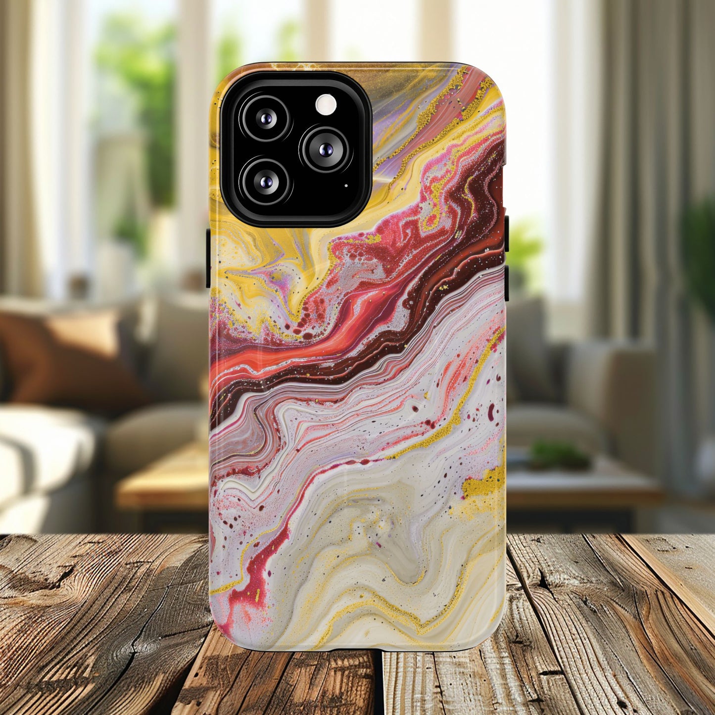 Colorful Red Marble iPhone Case, Tough Magnetic Cases, Stylish iPhone Protection, Unique Gift for iPhone Lovers, iPhone Accessories