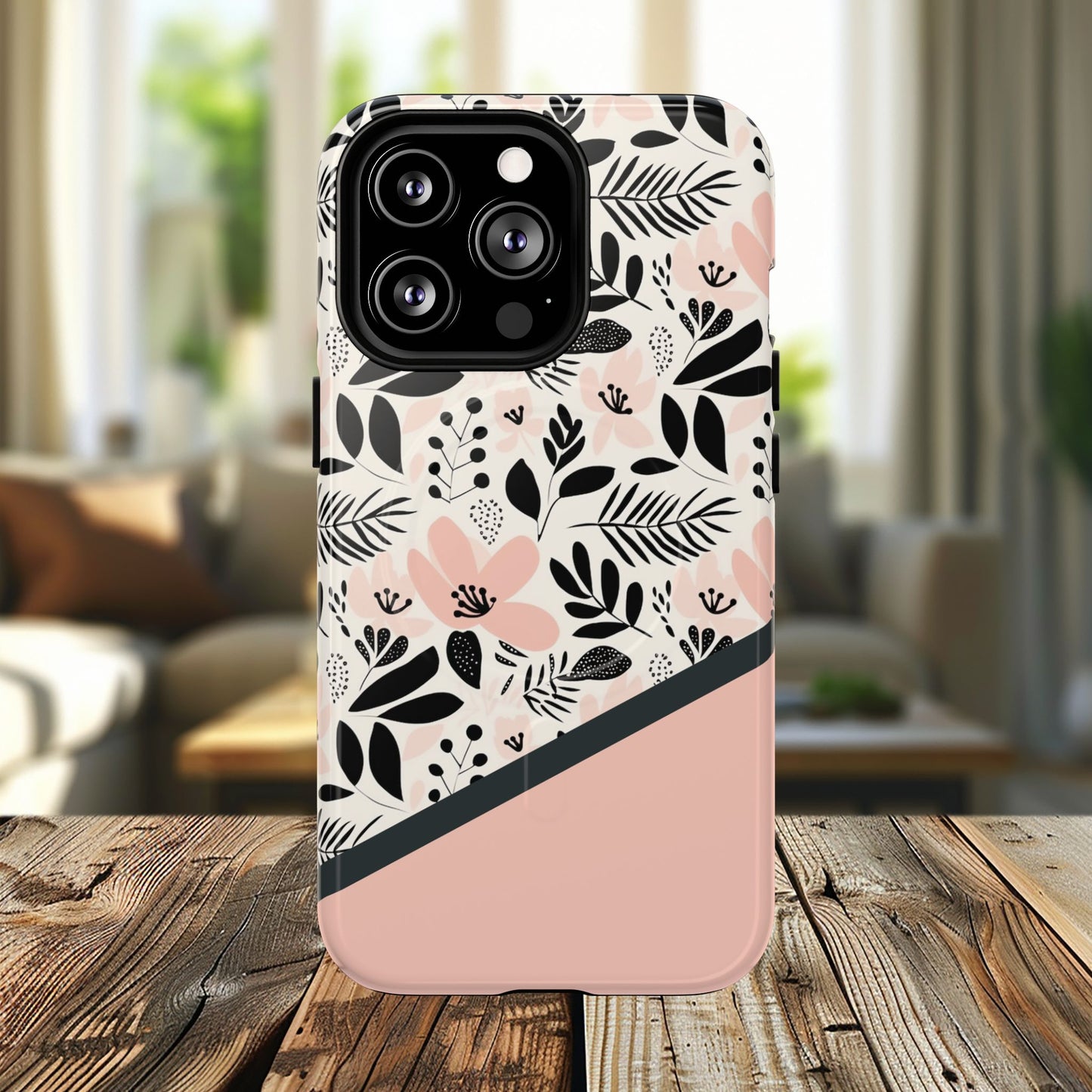 Personalized Floral Blush Garden Whisper Tough Magnetic MagSafe® iPhone® 13, 14, 15, 16, 17, Pro, Pro Max, Plus Cases (Custom Name).