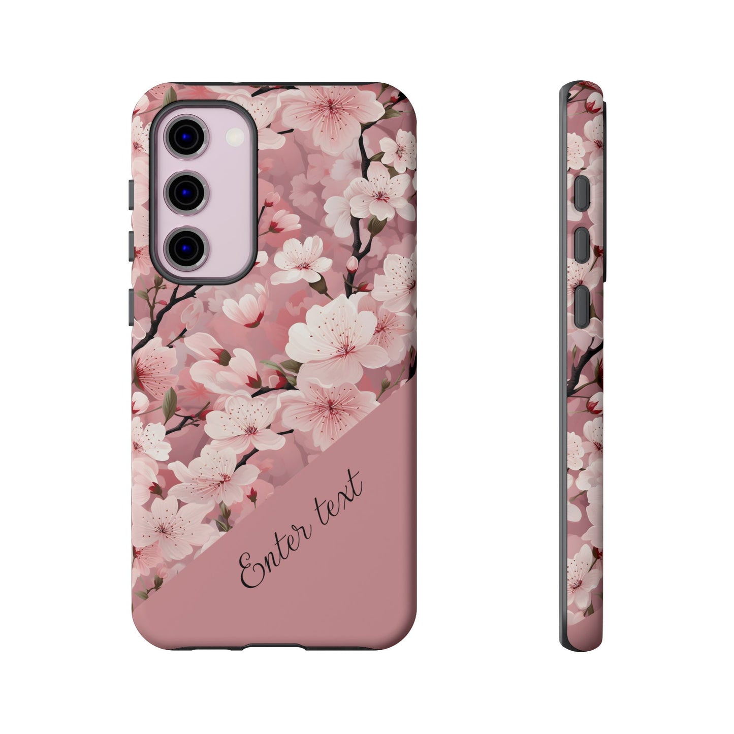 Personalized Cherry Blossom Tough Phone Case — Pink Floral Protective Case for Samsung & Google