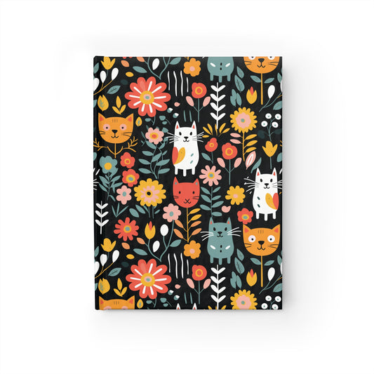 Whimsical Feline Garden Hardcover Journal - Blank