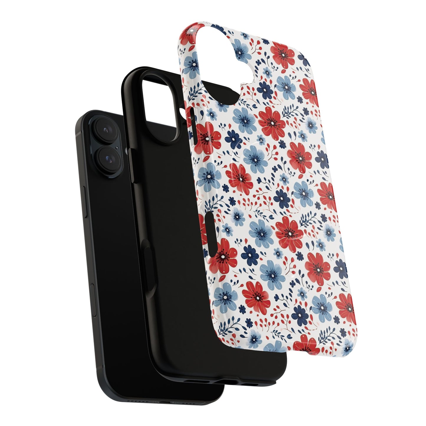 Patriotic Floral Dreams Tough Magnetic iPhone Cases, Durable, Stylish, Gift for Her, Protective Phone Cover, Spring Floral Design