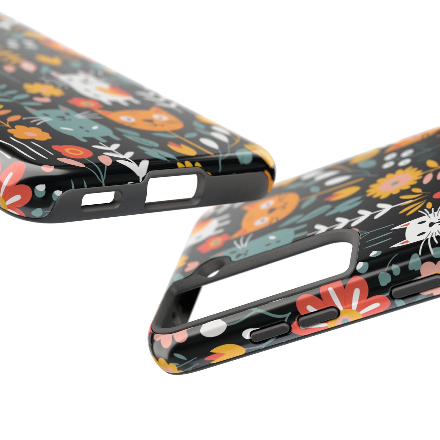 Whimsical Feline Garden iPhone and Samsung Tough Phone Cases,