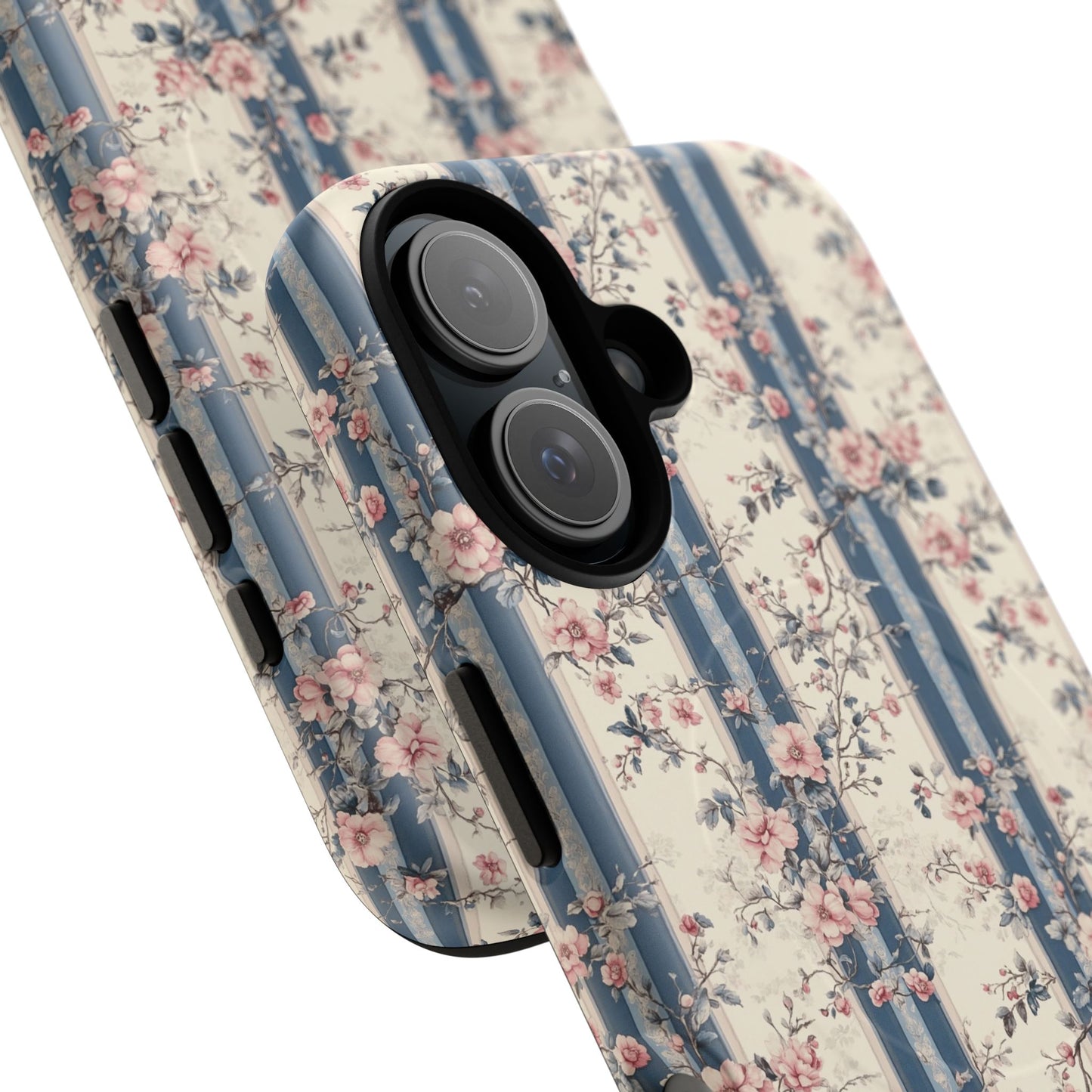 Victorian Rose Stripe iPhone Case, Tough Magnetic Cases for Stylish Protection, Flower Pattern iPhone Cover, Trendy Gift Idea for Her