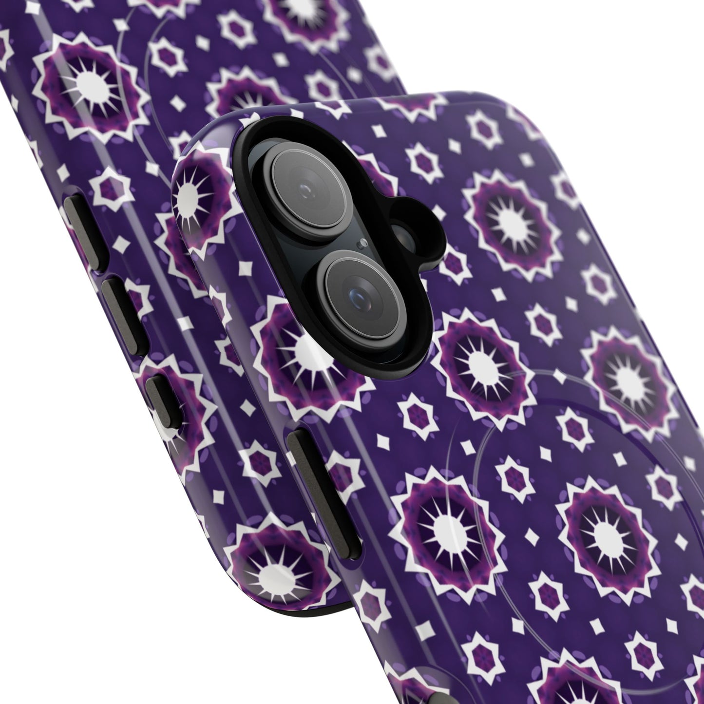 Violet Nova Bloom Stylish Tough Magnetic iPhone Case, Purple Floral iPhone Cover, Durable Cell iPhone Protector, Gift for Her, Mother's Gift