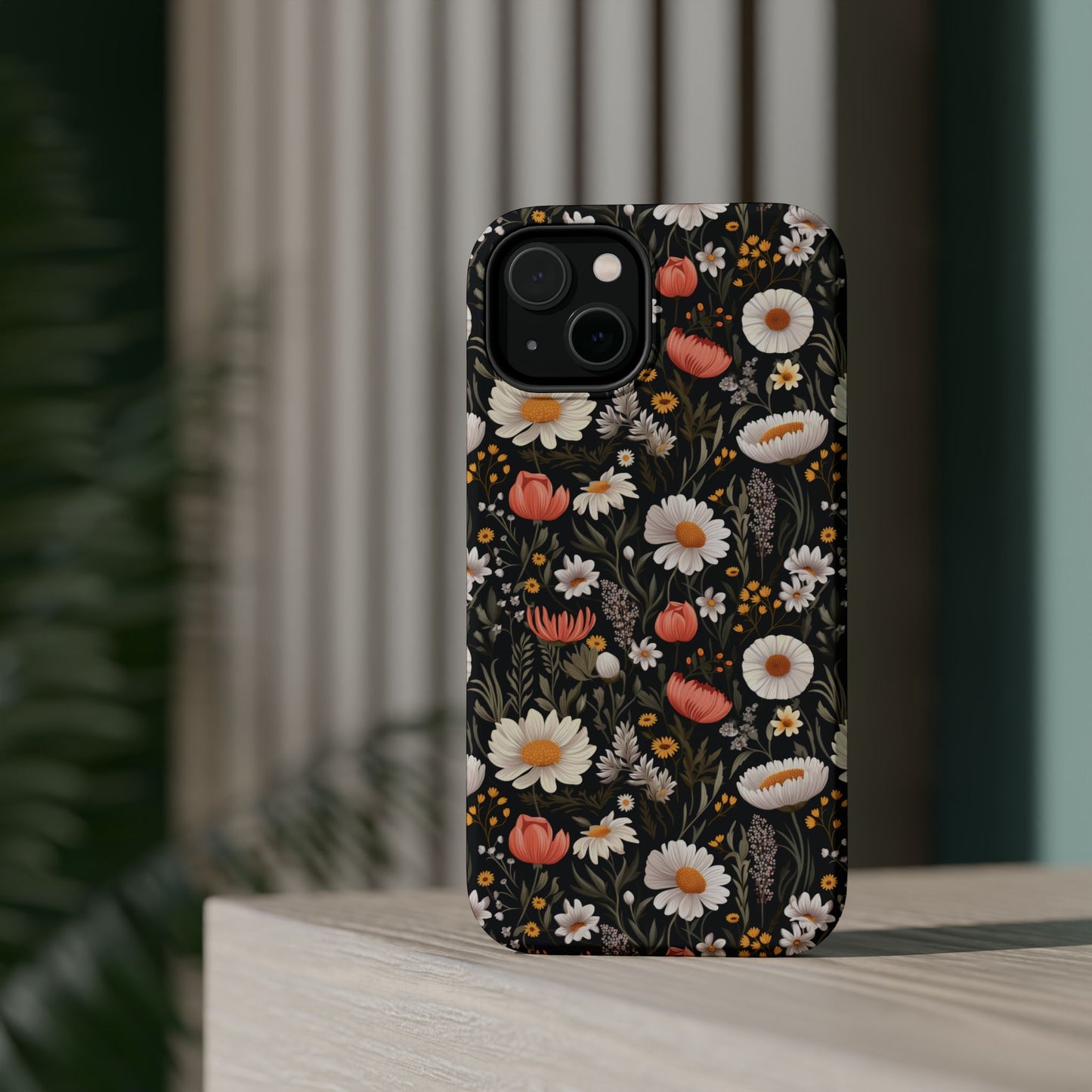 Blossom Elegance: Noir Garden Magnetic Tough iPhone Cases