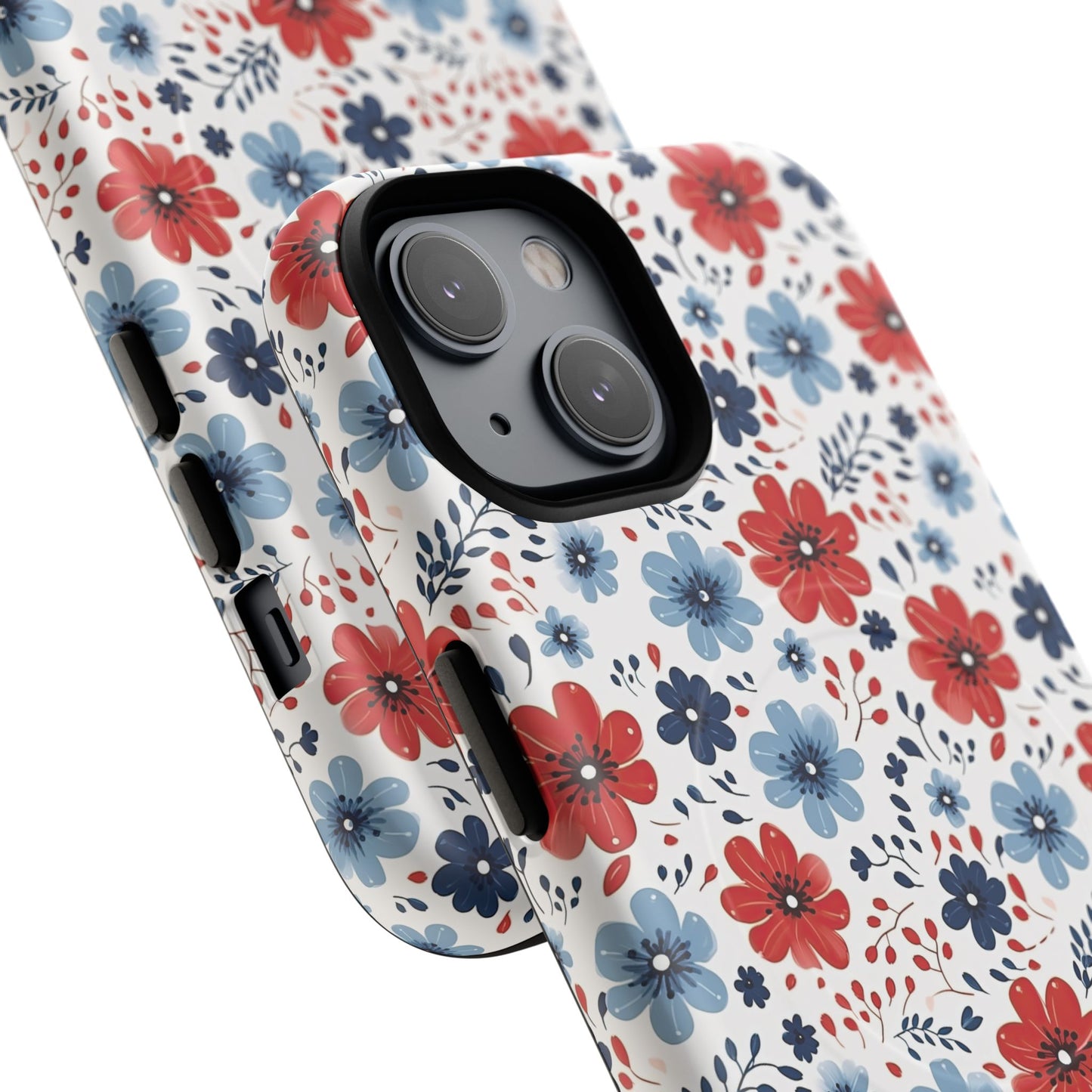Patriotic Floral Dreams Tough Magnetic iPhone Cases, Durable, Stylish, Gift for Her, Protective Phone Cover, Spring Floral Design