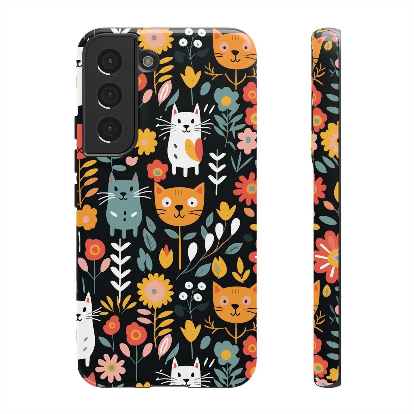 Whimsical Feline Garden iPhone, Samsung or Google Pixel Tough Cases