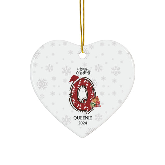 Personalized Candy Cane ''Q''  Ceramic Ornament, 3 Shapes