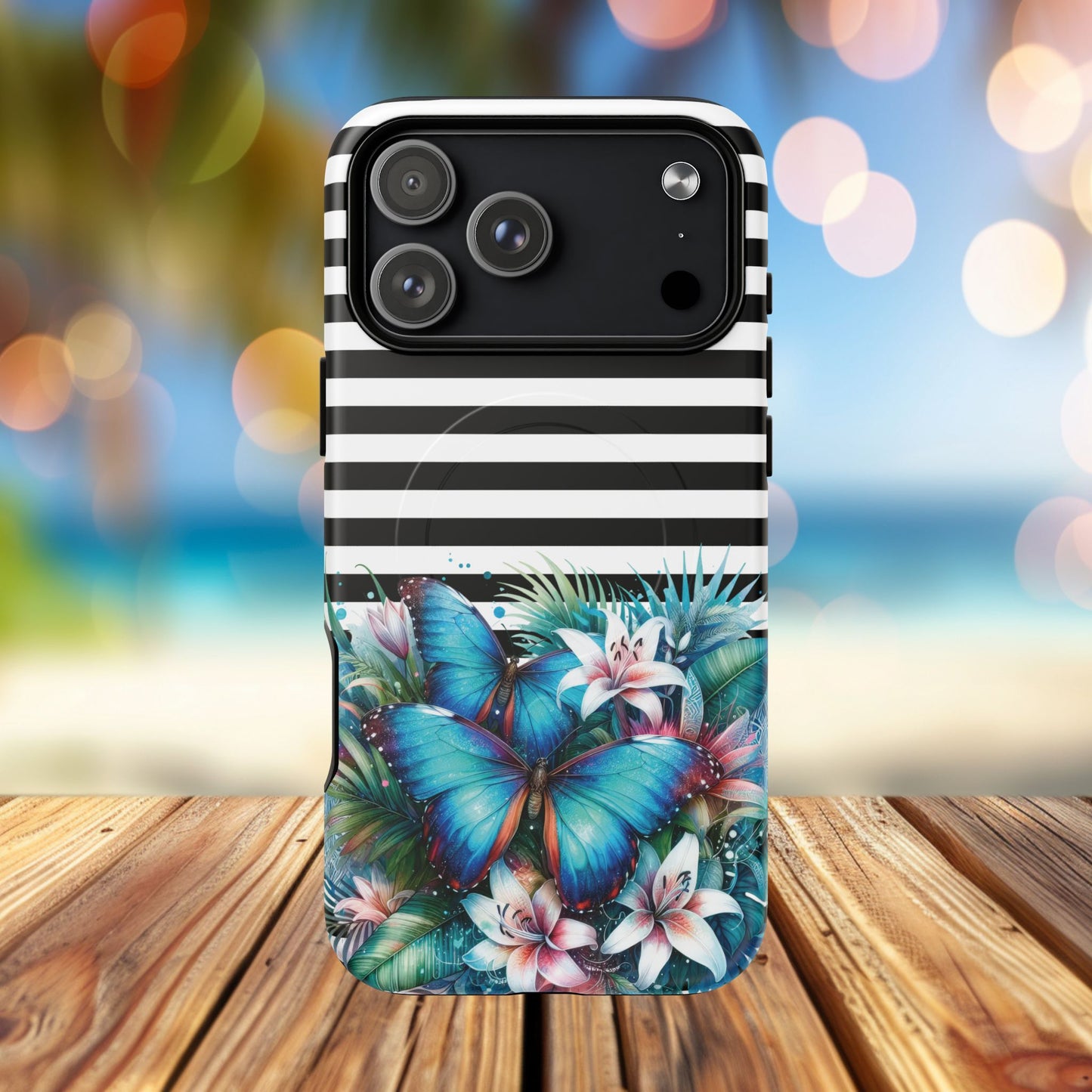 Wings of Wonder Tough iPhone Magnetic Case, Stylish Protection, Durable iPhone Cover, Butterfly Design Gift, Floral Case,Trendy Tech Accessory.