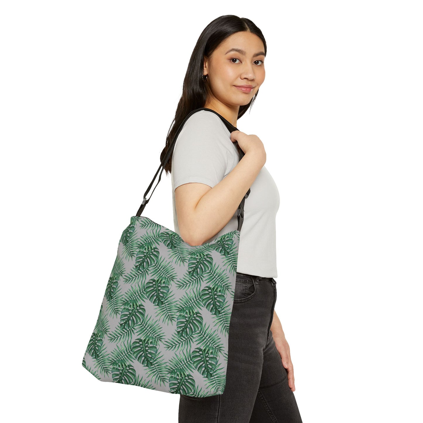 Grey Tropical Bliss Adjustable Tote Bag (AOP)