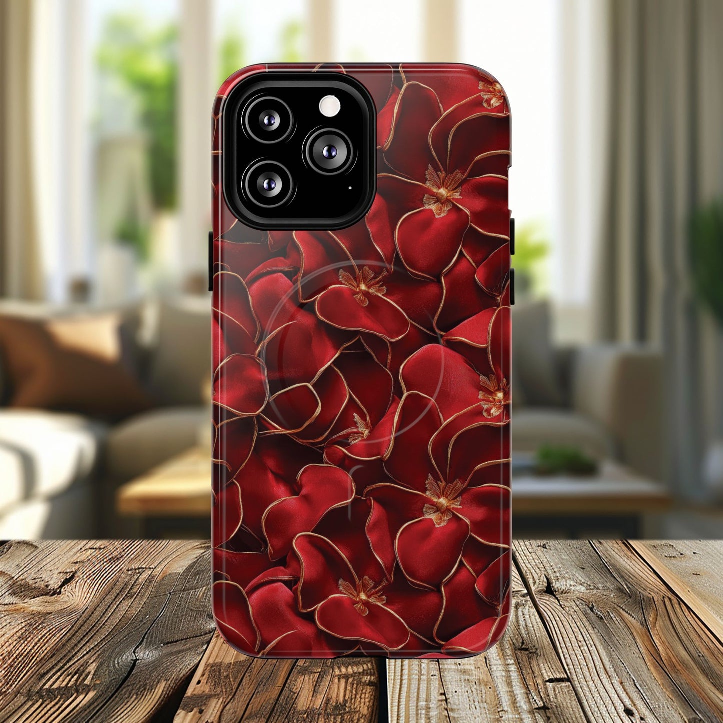 Crimson Bloom Tough iPhone Magnetic Case, Protective iPhone Case, Stylish iPhone Cover, Gift for Her, Mother's and Birthday Gifts, Unique Floral Accessories